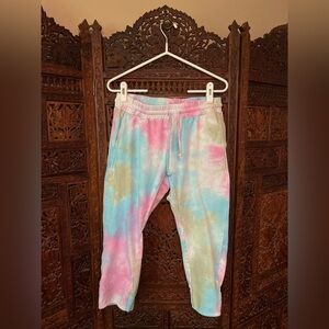 Amaryllis Colorful Bright Pink Teal Tie-Dye Sweatpant Joggers Size L